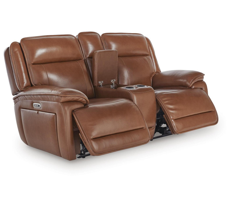 Healy Pier Power Reclining Loveseat with Console - Chocolate