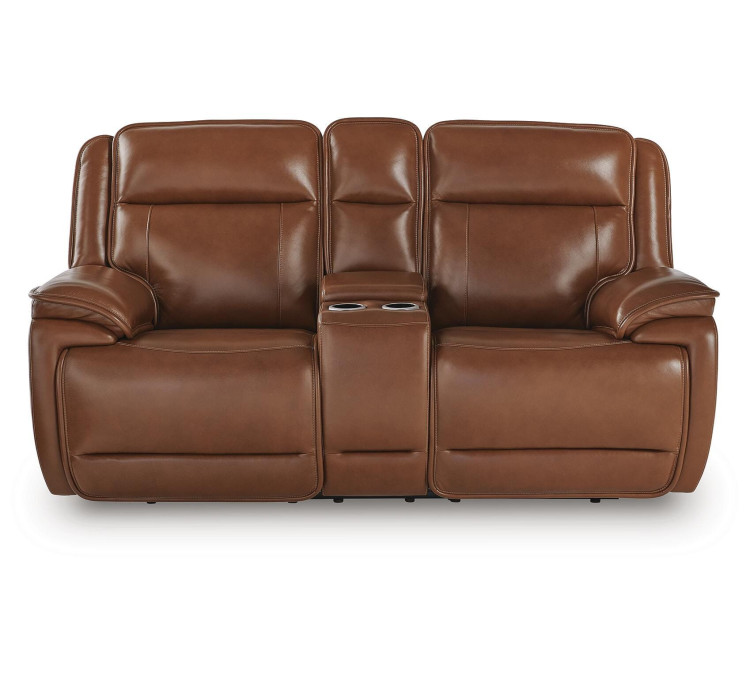 Healy Pier Power Reclining Loveseat with Console - Chocolate
