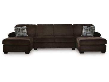 Landsings 3-Piece Sectional with Double Chaise - Chocolate