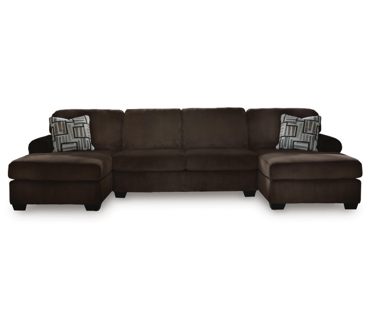Landsings 3-Piece Sectional with Double Chaise - Chocolate