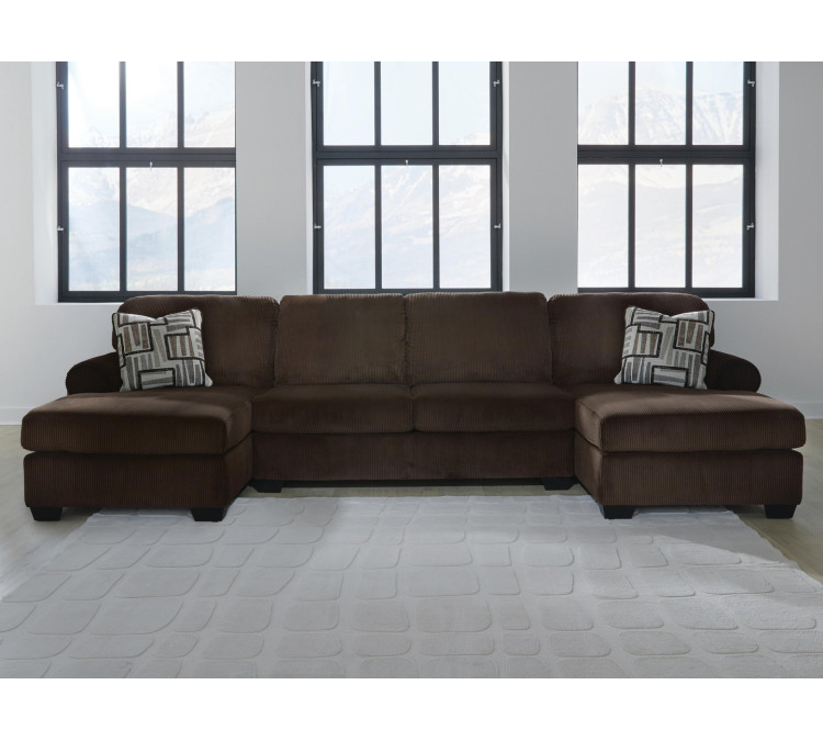 Landsings 3-Piece Sectional with Double Chaise - Chocolate