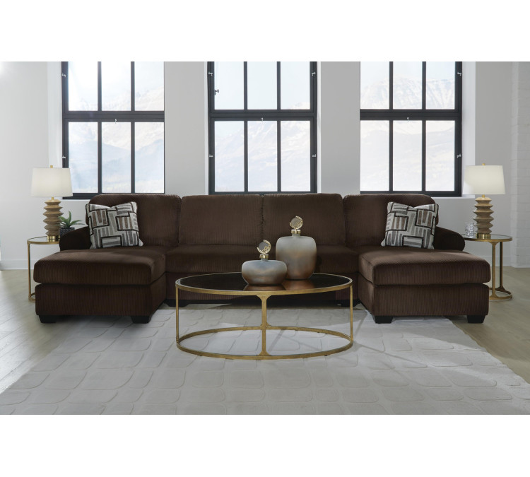 Landsings 3-Piece Sectional with Double Chaise - Chocolate
