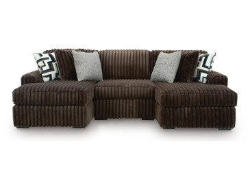 Midnight-Madness 3-Piece Double Chaise Sectional - Chocolate