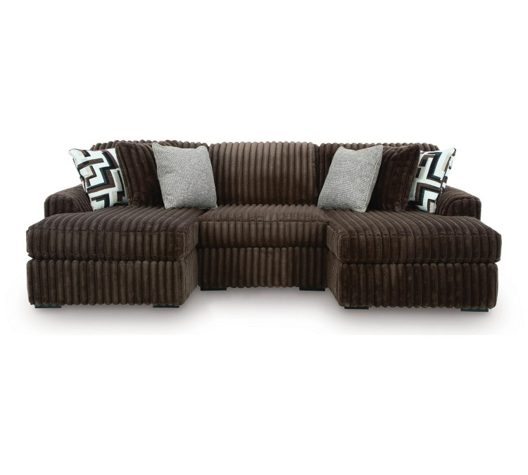 Midnight-Madness 3-Piece Double Chaise Sectional - Chocolate