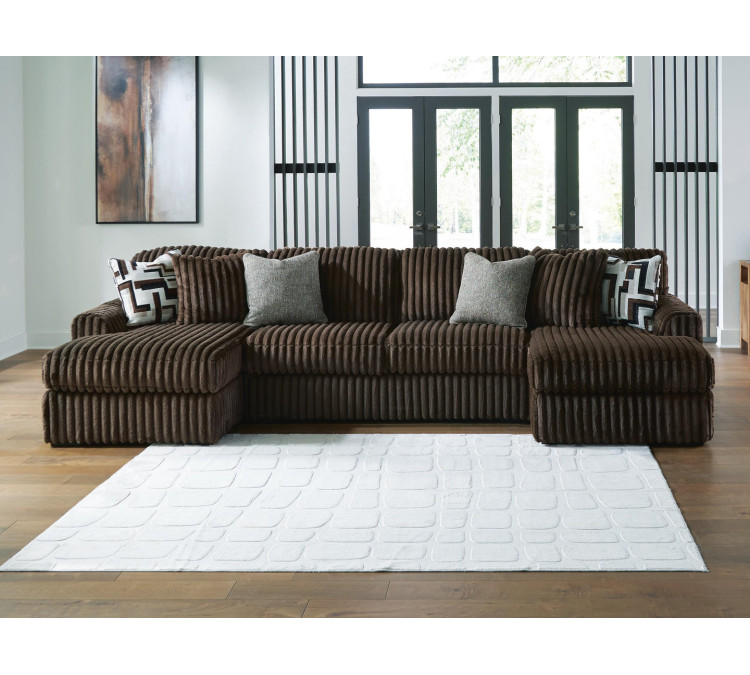 Midnight-Madness 3-Piece Sectional with Chaise - Chocolate