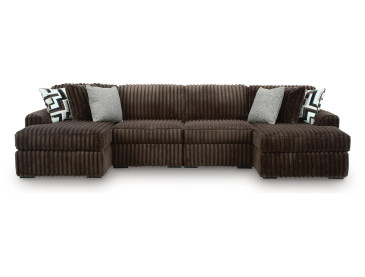 Midnight-Madness 4-Piece Double Chaise Sectional - Chocolate