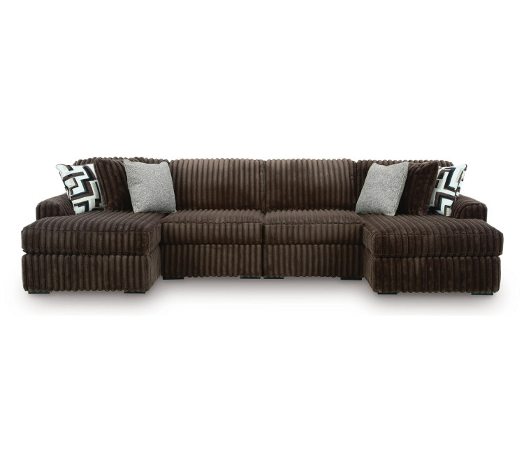 Midnight-Madness 4-Piece Double Chaise Sectional - Chocolate