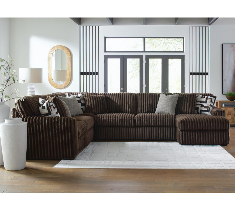 Midnight-Madness 4-Piece Sectional with Chaise - Chocolate