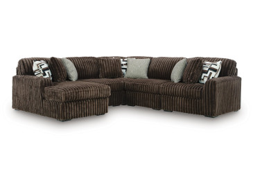 Midnight-Madness 5-Piece Sectional with Chaise - Chocolate