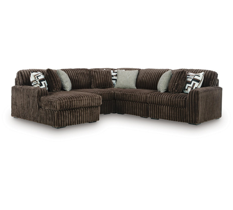 Midnight-Madness 5-Piece Sectional with Chaise - Chocolate