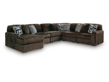 Midnight-Madness 6-Piece Sectional with Chaise - Chocolate