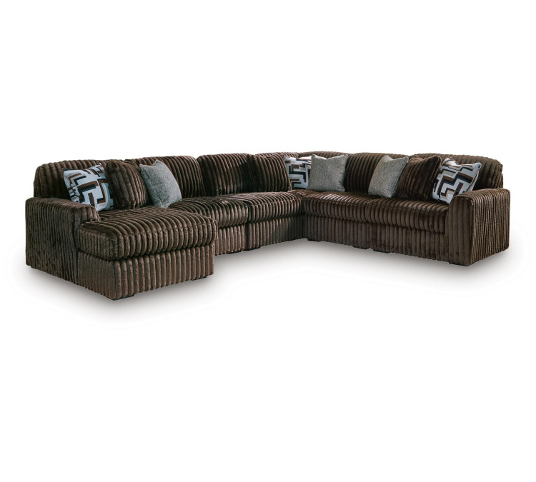 Midnight-Madness 6-Piece Sectional with Chaise - Chocolate