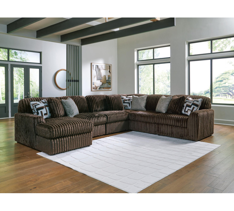 Midnight-Madness 6-Piece Sectional with Chaise - Chocolate