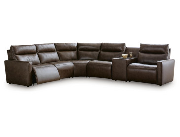 ModZ 6-Piece Power Reclining Sectional with Audio Console - Chocolate