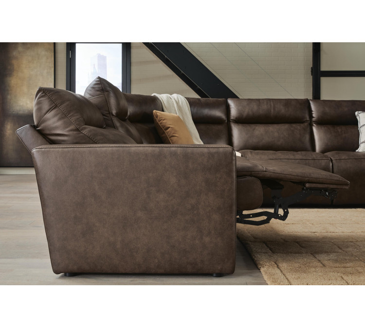 ModZ 6-Piece Power Reclining Sectional with Audio Console - Chocolate