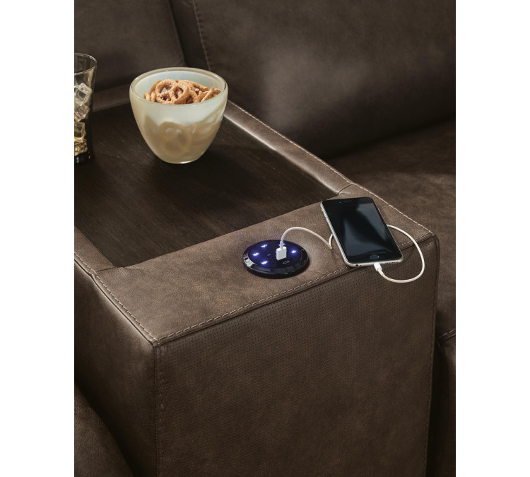 ModZ 6-Piece Power Reclining Sectional with Audio Console - Chocolate