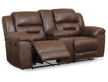 Stoneland Power Reclining Loveseat with Console - Chocolate
