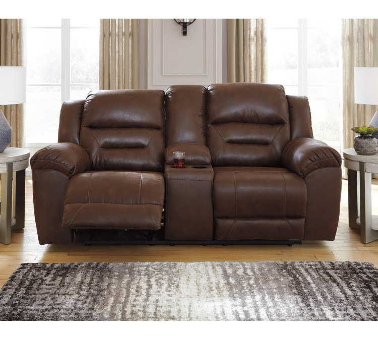 Stoneland Power Reclining Loveseat with Console - Chocolate