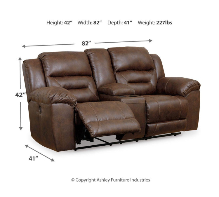 Stoneland Power Reclining Loveseat with Console - Chocolate