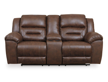 Stoneland Reclining Loveseat with Console - Chocolate