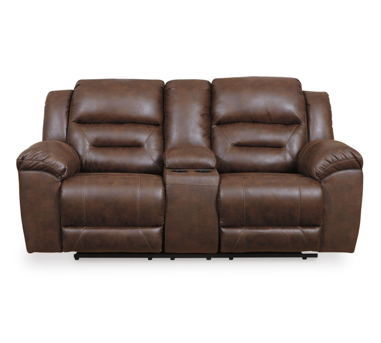 Stoneland Reclining Loveseat with Console - Chocolate