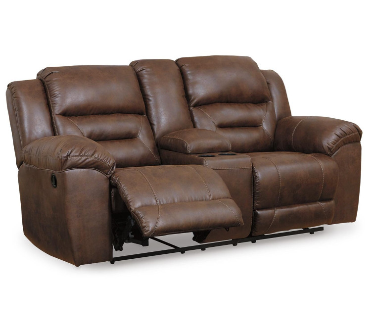 Stoneland Reclining Loveseat with Console - Chocolate