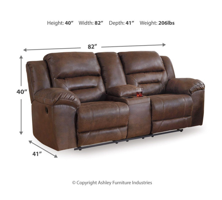 Stoneland Reclining Loveseat with Console - Chocolate