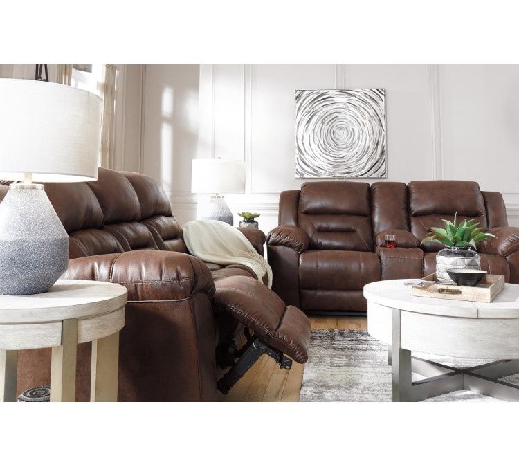 Stoneland Reclining Loveseat with Console - Chocolate