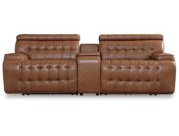 Temmpton 3-Piece Power Reclining Sectional Loveseat with Console - Chocolate