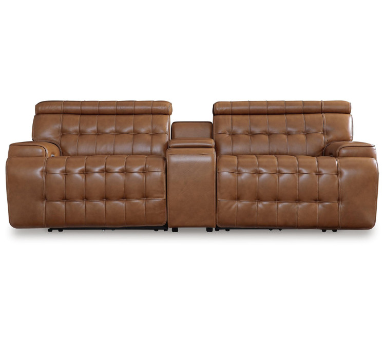 Temmpton 3-Piece Power Reclining Sectional Loveseat with Console - Chocolate