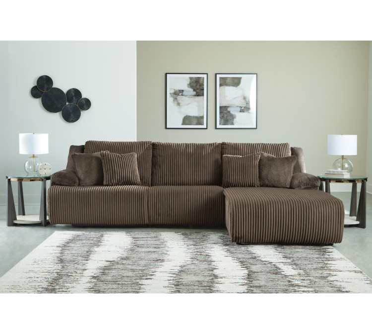 Top Tier 3-Piece Reclining Sectional Sofa Chaise - Chocolate