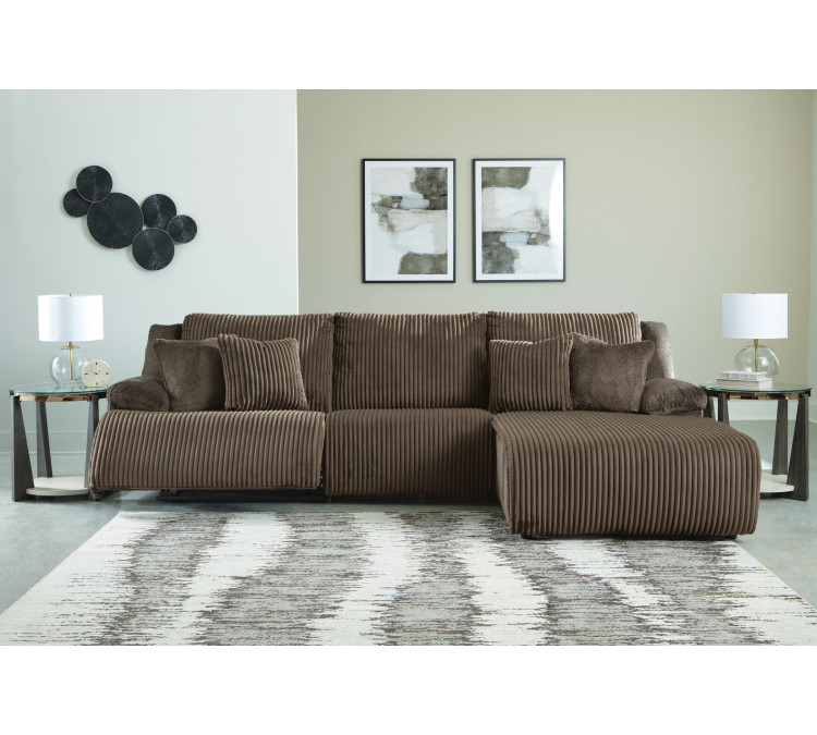 Top Tier 3-Piece Reclining Sectional Sofa Chaise - Chocolate