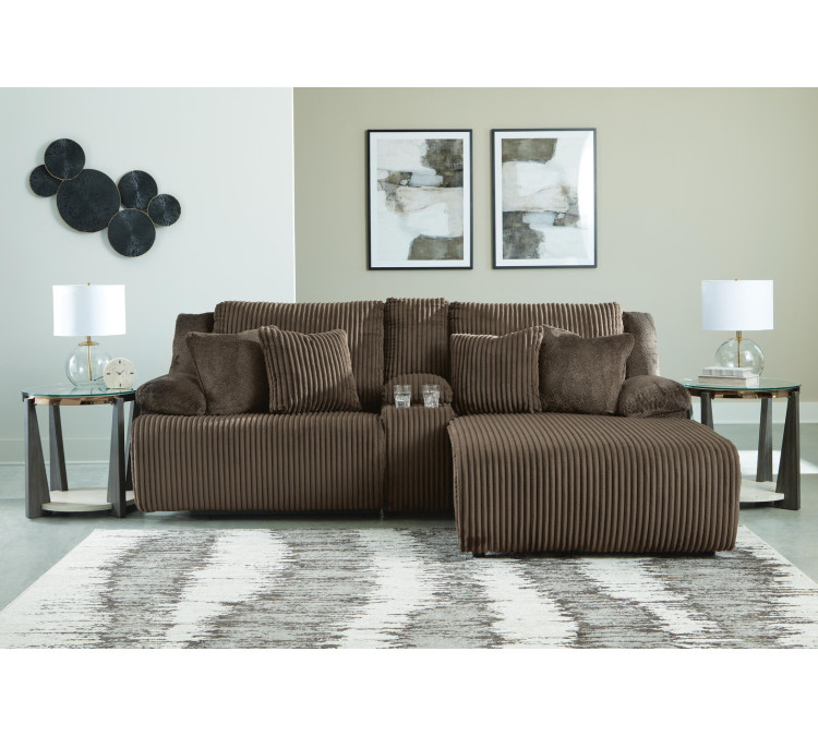 Top Tier 3-Piece Reclining Sectional Sofa with Chaise - Chocolate