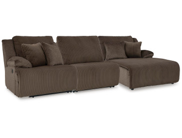 Top Tier 3-Piece Reclining Sofa Chaise Sectional - Chocolate