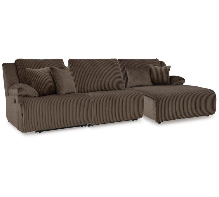 Top Tier 3-Piece Reclining Sofa Chaise Sectional - Chocolate