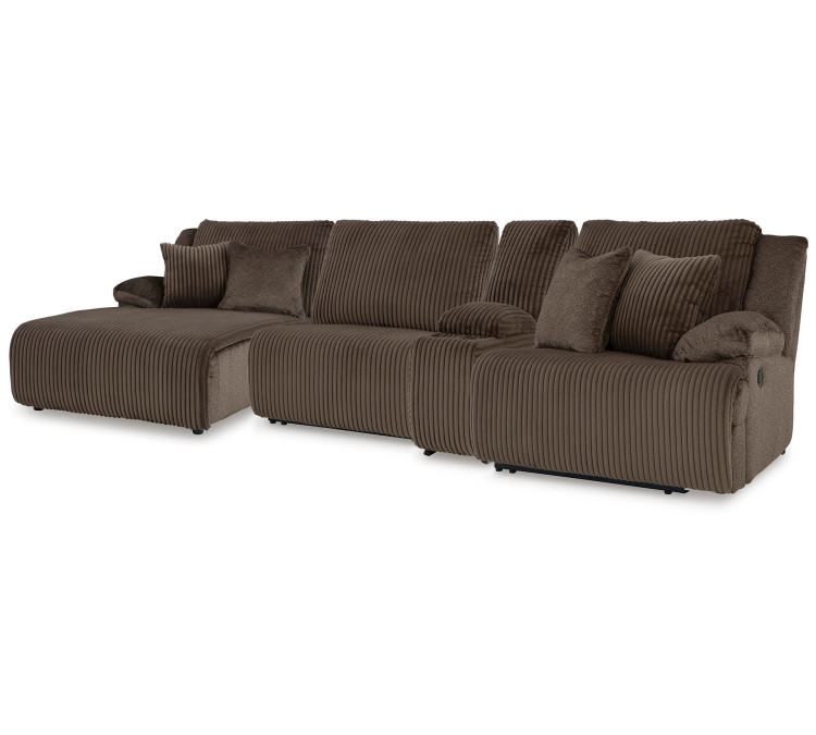 Top Tier 4-Piece Reclining Sectional with Chaise - Chocolate