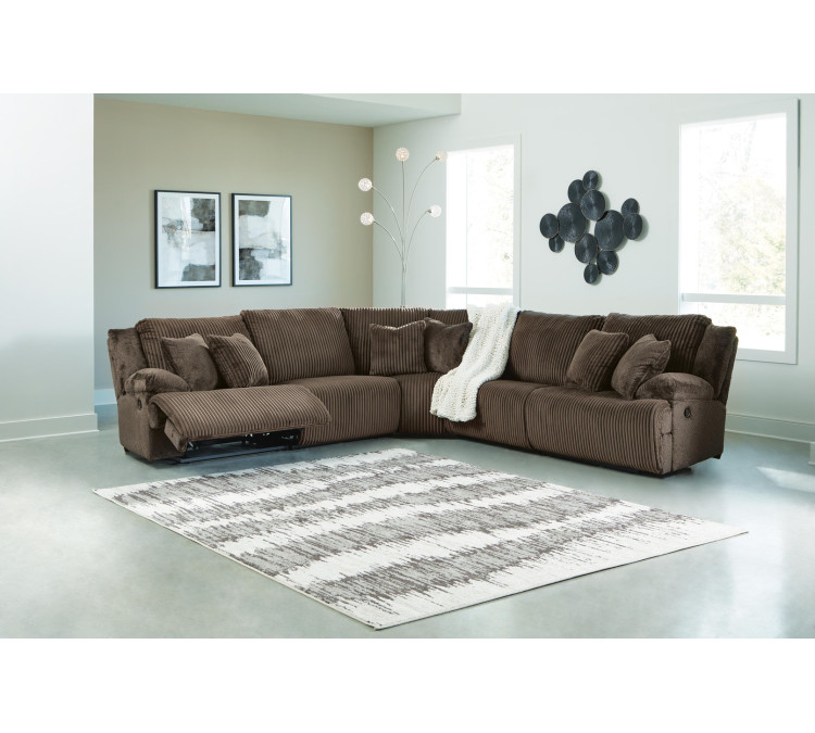 Top Tier 5-Piece Reclining Sectional - Chocolate