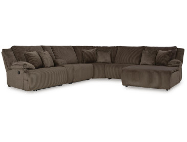 Top Tier 6-Piece Reclining Sectional with Chaise - Chocolate