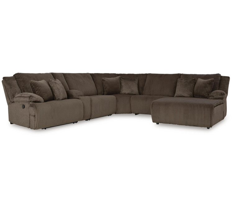 Top Tier 6-Piece Reclining Sectional with Chaise - Chocolate