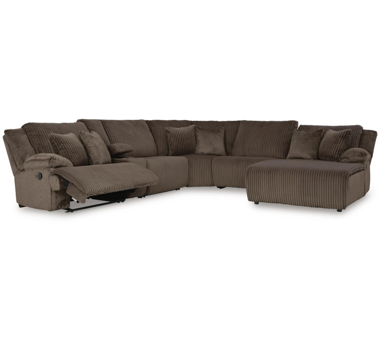 Top Tier 6-Piece Reclining Sectional with Chaise - Chocolate
