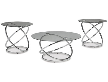 Hollynyx Table (Set of 3) - Chrome Finish