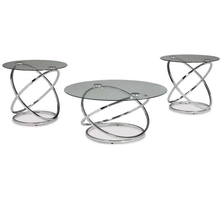 Hollynyx Table (Set of 3) - Chrome Finish