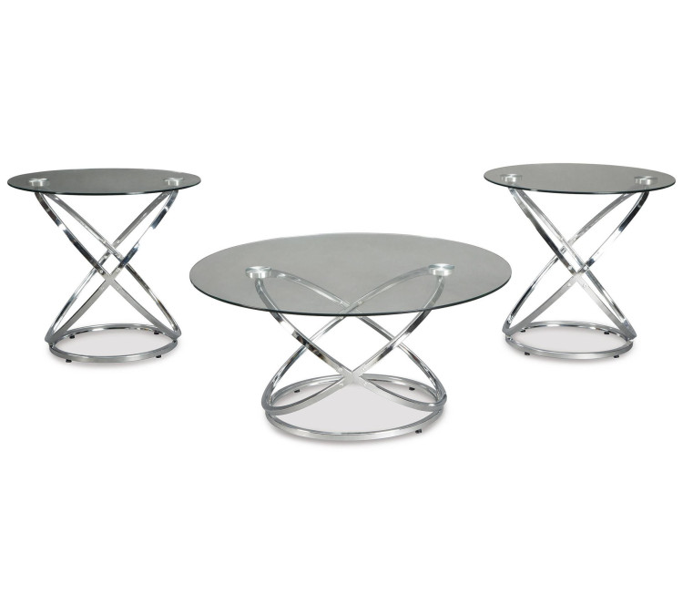 Hollynyx Table (Set of 3) - Chrome Finish