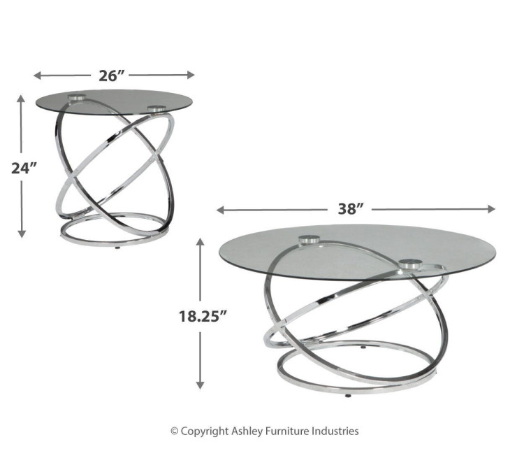 Hollynyx Table (Set of 3) - Chrome Finish
