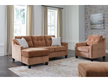 Amity Bay Sofa Chaise, Chair, and Ottoman - Clay