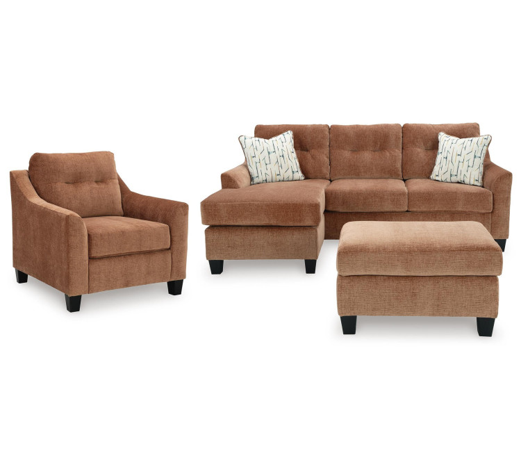 Amity Bay Sofa Chaise, Chair, and Ottoman - Clay