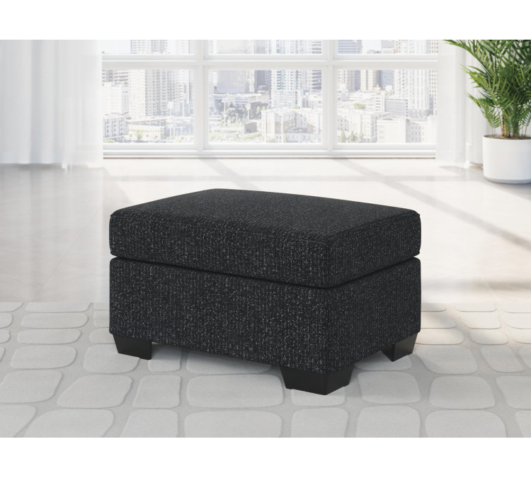 Jasmine Peaks Ottoman - Coal