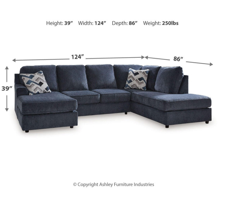 Albar Place 2-Piece Sectional - Cobalt