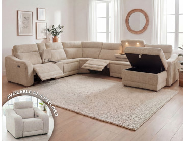 Conroe Dual/Power 7/Piece Reclining Sectional with Chaise - Cobblestone