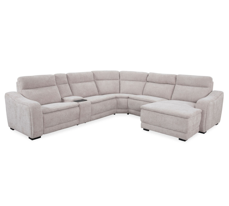 Conroe Dual/Power 7/Piece Reclining Sectional with Chaise - Cobblestone
